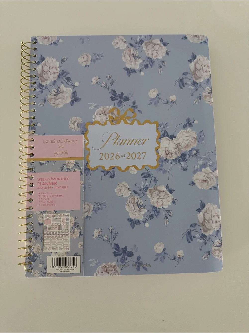 Loveshackfancy and Yoobi Blue floral calendar